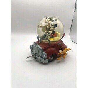 Disney Mickey And Friends Musical Snow Globe Red Car "ZIP-A-DEE-DOO-DAH" Read